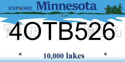 4OTB526 Minnesota License Plate