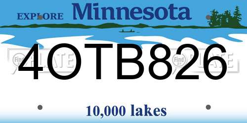 4OTB826 Minnesota License Plate