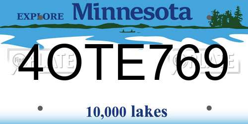 4OTE769 Minnesota License Plate
