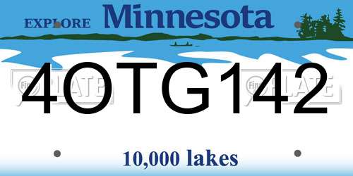 4OTG142 Minnesota License Plate