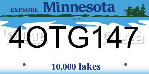 4OTG147 Minnesota License Plate