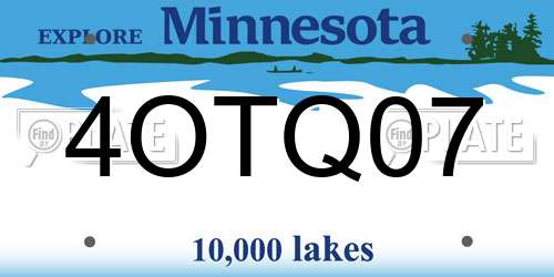 4OTQ07 Minnesota License Plate