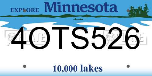4OTS526 Minnesota License Plate