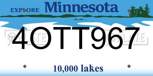 4OTT967 Minnesota License Plate