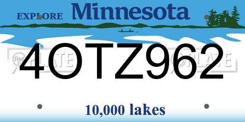 4OTZ962 Minnesota License Plate