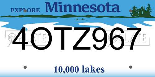 4OTZ967 Minnesota License Plate