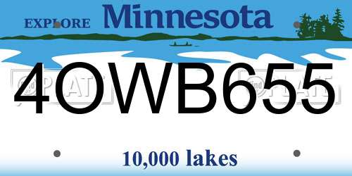 4OWB655 Minnesota License Plate