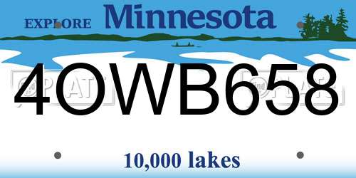4OWB658 Minnesota License Plate