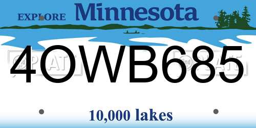 4OWB685 Minnesota License Plate