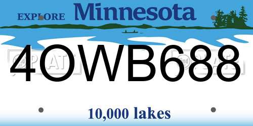 4OWB688 Minnesota License Plate