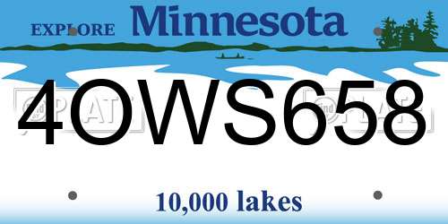 4OWS658 Minnesota License Plate