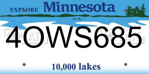 4OWS685 Minnesota License Plate