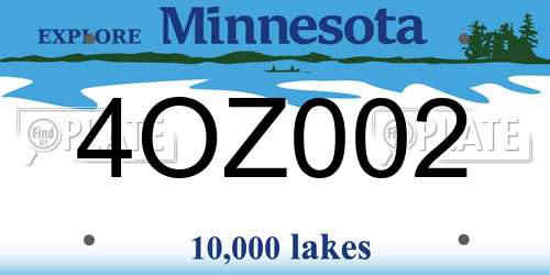 4OZ002 Minnesota License Plate