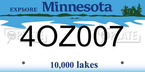 4OZ007 Minnesota License Plate