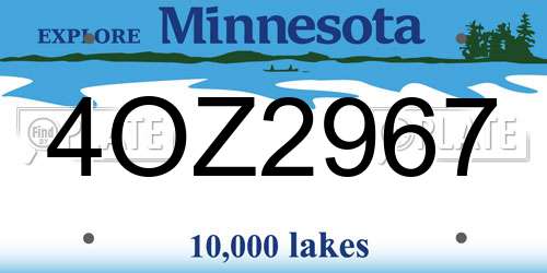4OZ2967 Minnesota License Plate