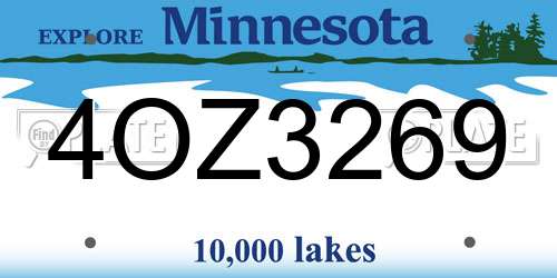 4OZ3269 Minnesota License Plate