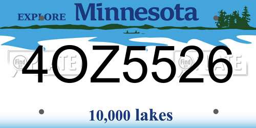 4OZ5526 Minnesota License Plate