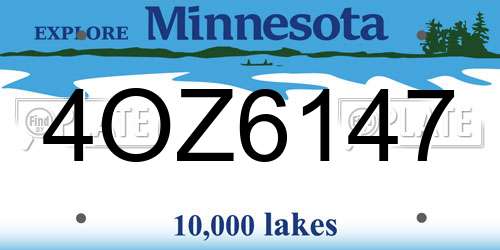 4OZ6147 Minnesota License Plate