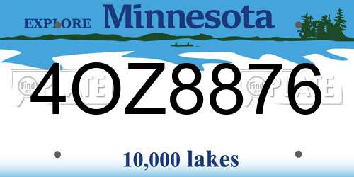 4OZ8876 Minnesota License Plate