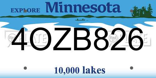 4OZB826 Minnesota License Plate