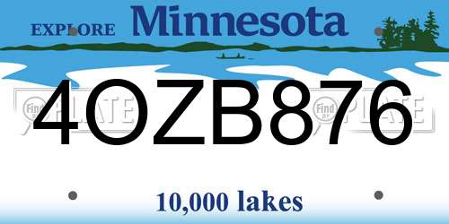 4OZB876 Minnesota License Plate
