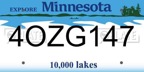 4OZG147 Minnesota License Plate