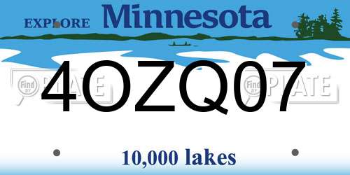 4OZQ07 Minnesota License Plate