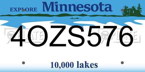 4OZS576 Minnesota License Plate