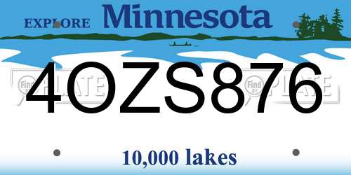 4OZS876 Minnesota License Plate