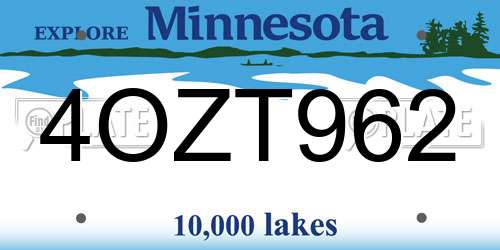 4OZT962 Minnesota License Plate