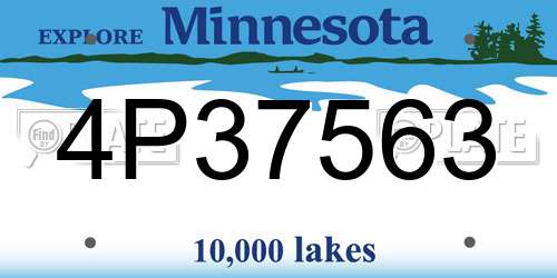 4P37563 Minnesota License Plate