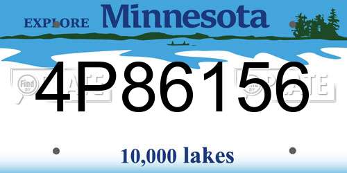 4P86156 Minnesota License Plate