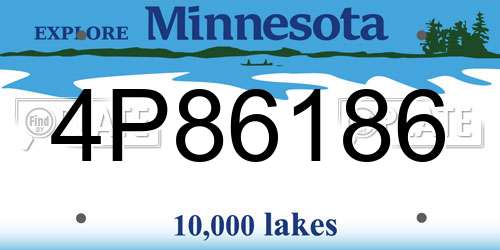 4P86186 Minnesota License Plate