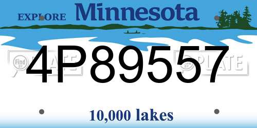 4P89557 Minnesota License Plate