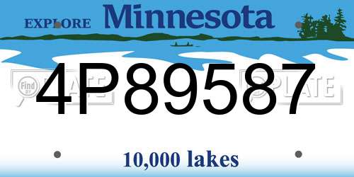 4P89587 Minnesota License Plate
