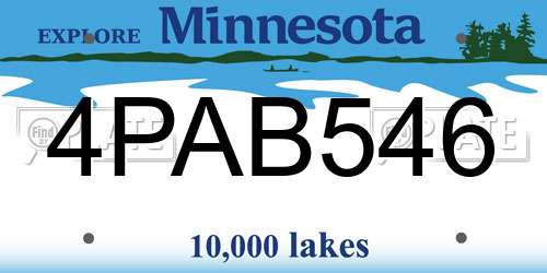 4PAB546 Minnesota License Plate