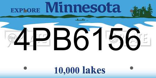 4PB6156 Minnesota License Plate