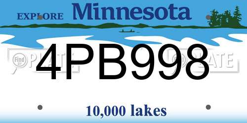 4PB998 Minnesota License Plate