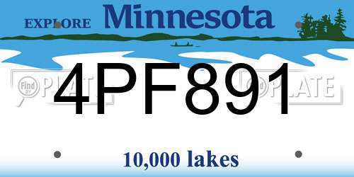 4PF891 Minnesota License Plate