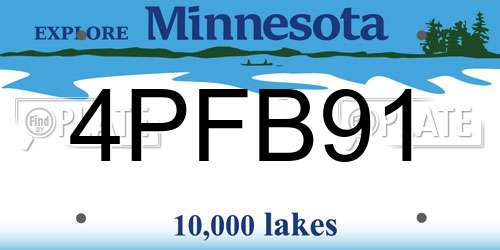 4PFB91 Minnesota License Plate