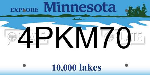 4PKM70 Minnesota License Plate