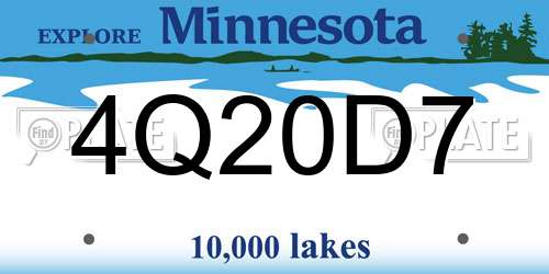 4Q20D7 Minnesota License Plate
