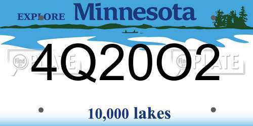 4Q20O2 Minnesota License Plate
