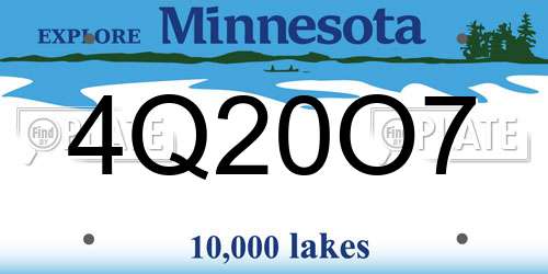 4Q20O7 Minnesota License Plate
