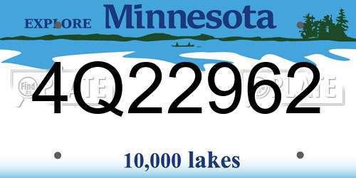 4Q22962 Minnesota License Plate