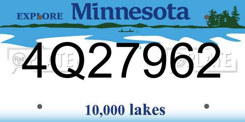 4Q27962 Minnesota License Plate