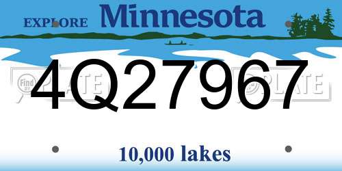 4Q27967 Minnesota License Plate