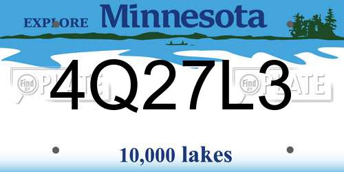 4Q27L3 Minnesota License Plate