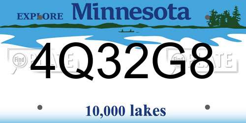 4Q32G8 Minnesota License Plate