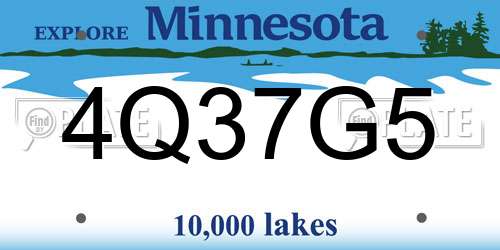 4Q37G5 Minnesota License Plate